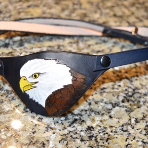 Eagle and US flag distressed Leather eye patch with adjustable buckle not touching the eye custom in this style/or image 7