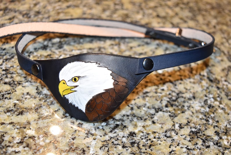 Eagle and US flag distressed Leather eye patch with adjustable buckle not touching the eye custom in this style/or image 7