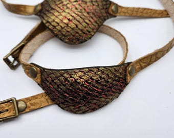 Dragon scale Leather eye patch with adjustable buckle for unisex -will work for permanent use not touching the eye