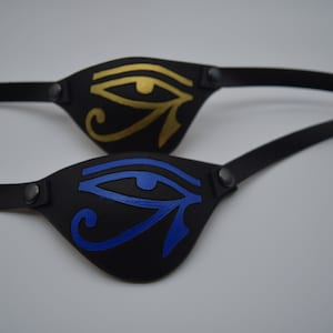 Eye of Horus, Eye of Ra Leather eye patch with adjustable buckle for unisex - will work for permanent use not touching the eye