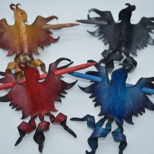 Leather Hair stick phoenix - fiery or dark phoenix