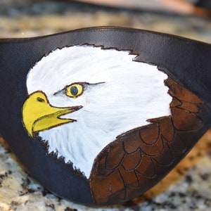 Eagle and US flag distressed Leather eye patch with adjustable buckle not touching the eye custom in this style/or image 3