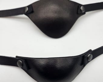 Black Handmade leather eyepatch for men or women
