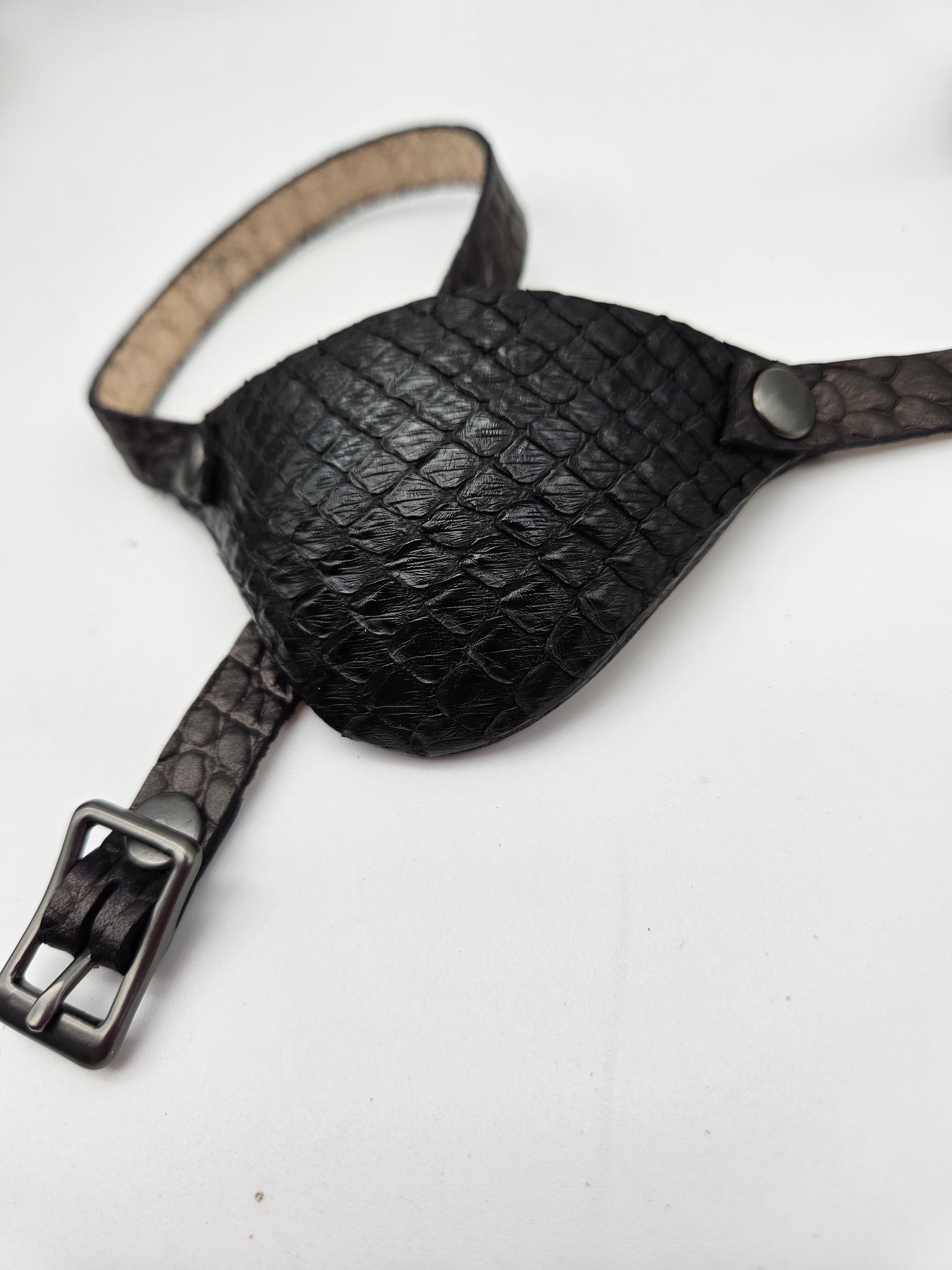 BLACK EYE PATCH ✖︎ NITORAHAN Black Dragon Leather Eye Patch With Adjustable Buckle for
