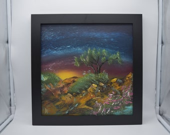 Timelapse desert sky landscape painting - small size oil painting - one of a kind original oil painting