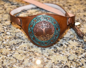 Celtic knot tree of life Leather eye patch with adjustable buckle - for permanent use - custom order