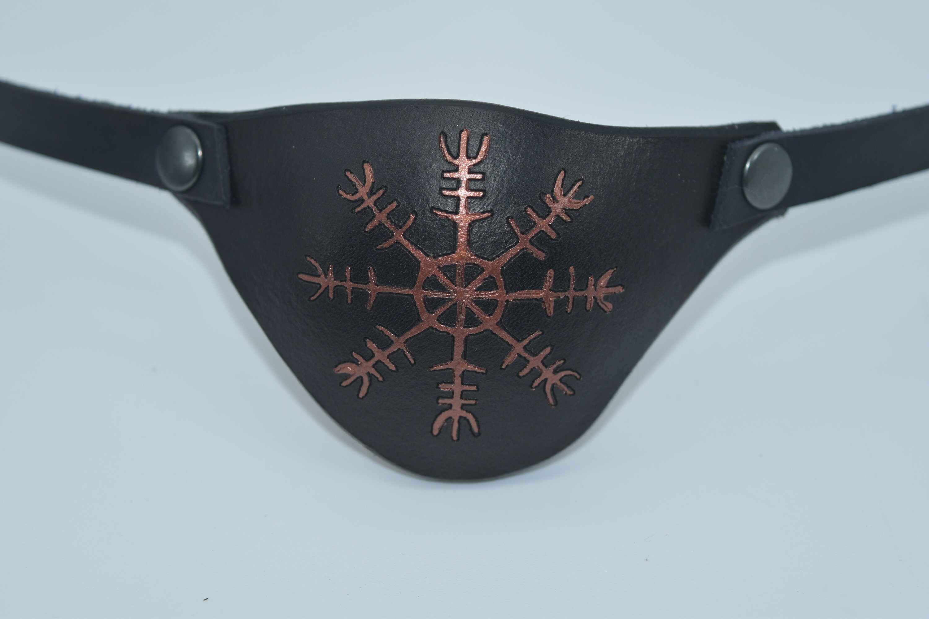 Black Eye patch letters belt 箱付き brown Protection Norse Symbol Leather Eye Patch With Adjustable
