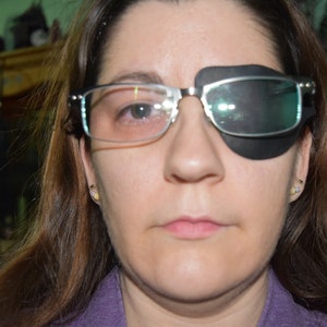 Leather eye patch to work with glasses will work for permanent use not touching the eye NEEDS glasses to work image 2