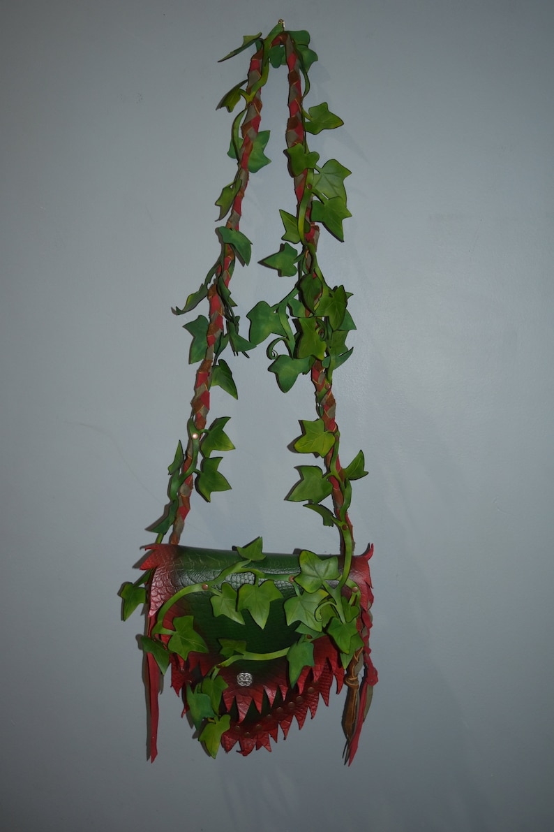 Poison ivy leather purse - ivy costume - green purse - custom order image 2