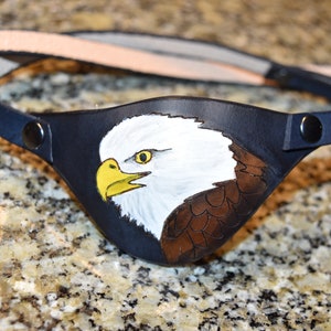 Eagle and US flag distressed Leather eye patch with adjustable buckle not touching the eye custom in this style/or image 2