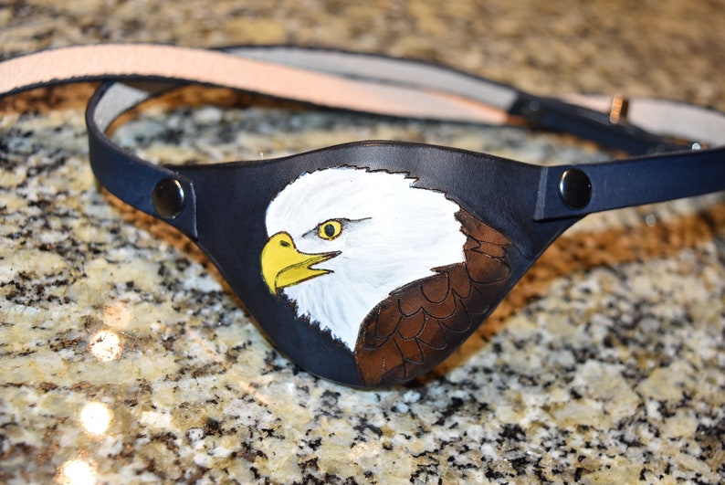 Eagle and US flag distressed Leather eye patch with adjustable buckle not touching the eye custom in this style/or image 2