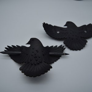 Leather hair stick, crow or raven hair stick