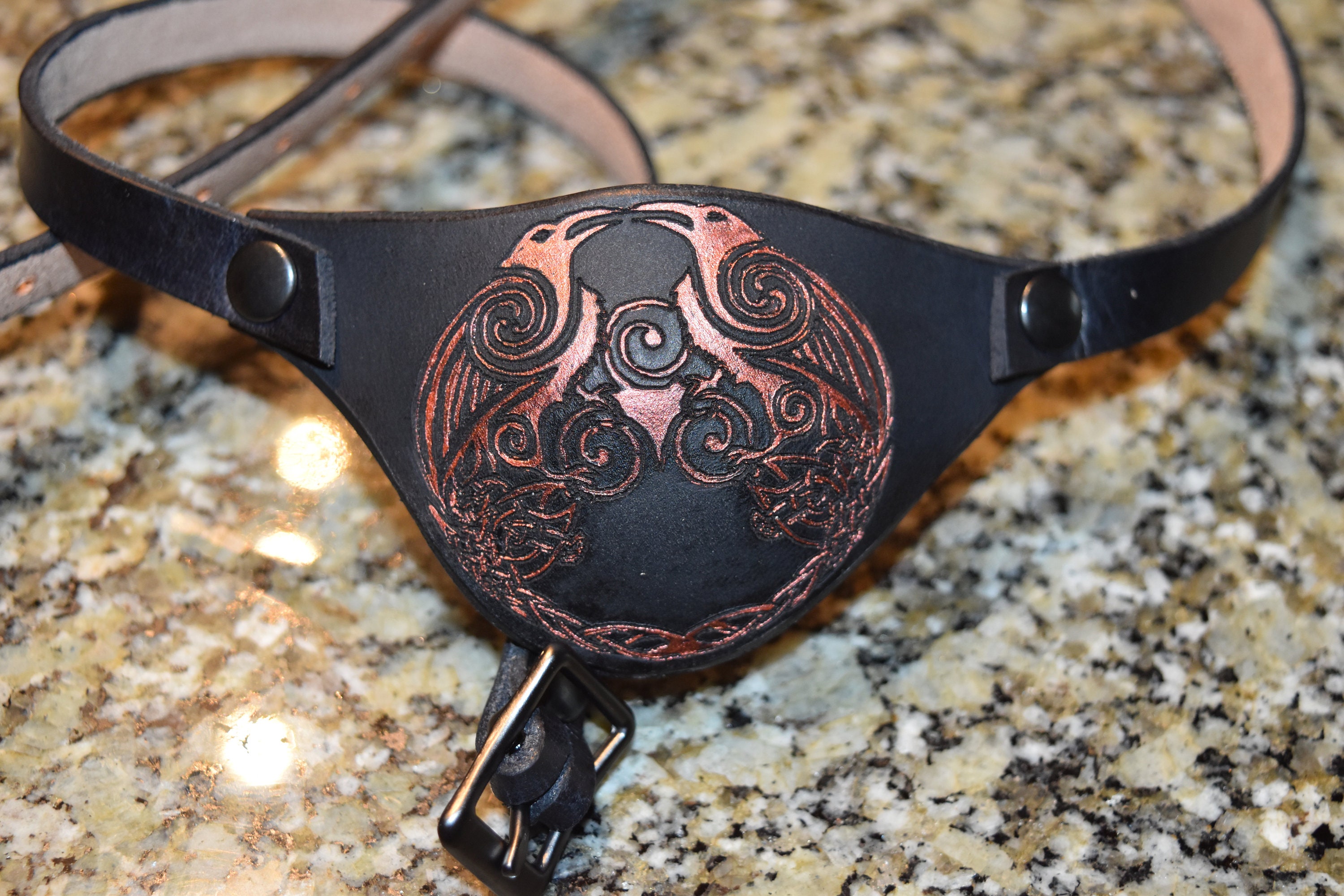 Celtic Knot Odins Ravens Leather Eye Patch With Adjustable Etsy Canada