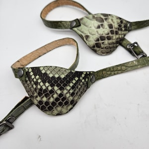 Neutral green gray Dragon scale Leather eye patch with adjustable buckle for unisex -will work for permanent use not touching the eye