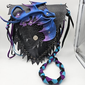 Sac à main en cuir Fantasy Dragon Aurora Dragon - Dragon de 9 pouces - Commandez cette couleur sur mesure