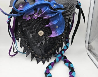 Fantasy Dragon leather purse aurora dragon - 9 inch dragon - custom order this colour