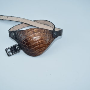 Dragon scale bronze and black Leather eye patch with adjustable buckle for unisex - will work for permanent use not touching the eye
