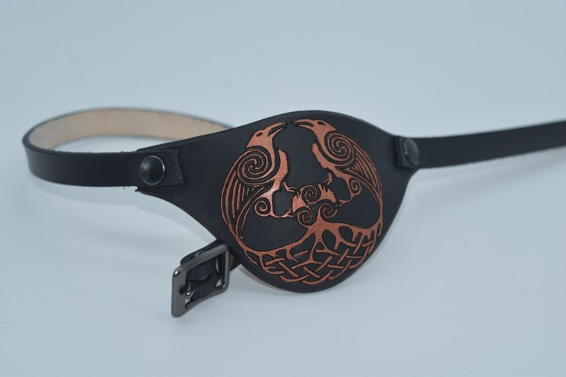 Celtic Knot Odins Ravens Leather Eye Patch With Adjustable Etsy Canada