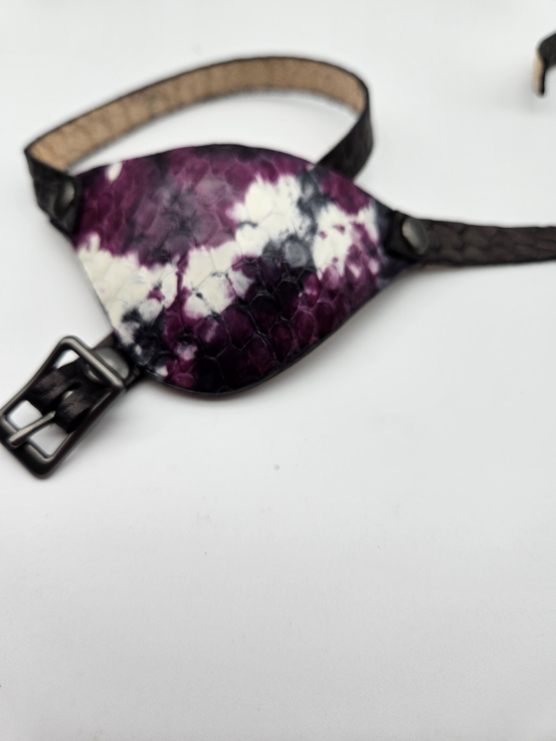 Multi Colour Purple/black/white Dragon Leather Eye Patch Multi Colour Purple/black/white Dragon Leather Eye Patch