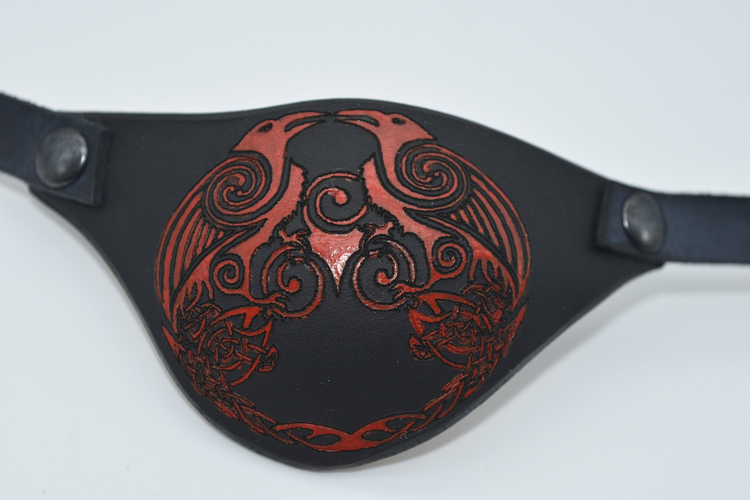 Celtic Knot Odins Ravens Leather Eye Patch With Adjustable Etsy Canada