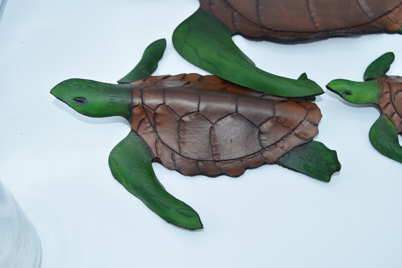 Leather Sea turtle wall hanging image 3