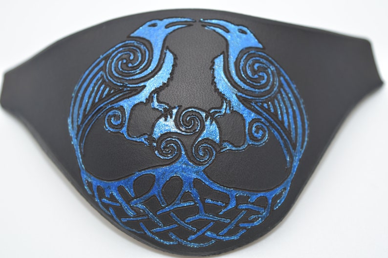 Celtic Knot Odins Ravens Leather Eye Patch With Adjustable Etsy Canada