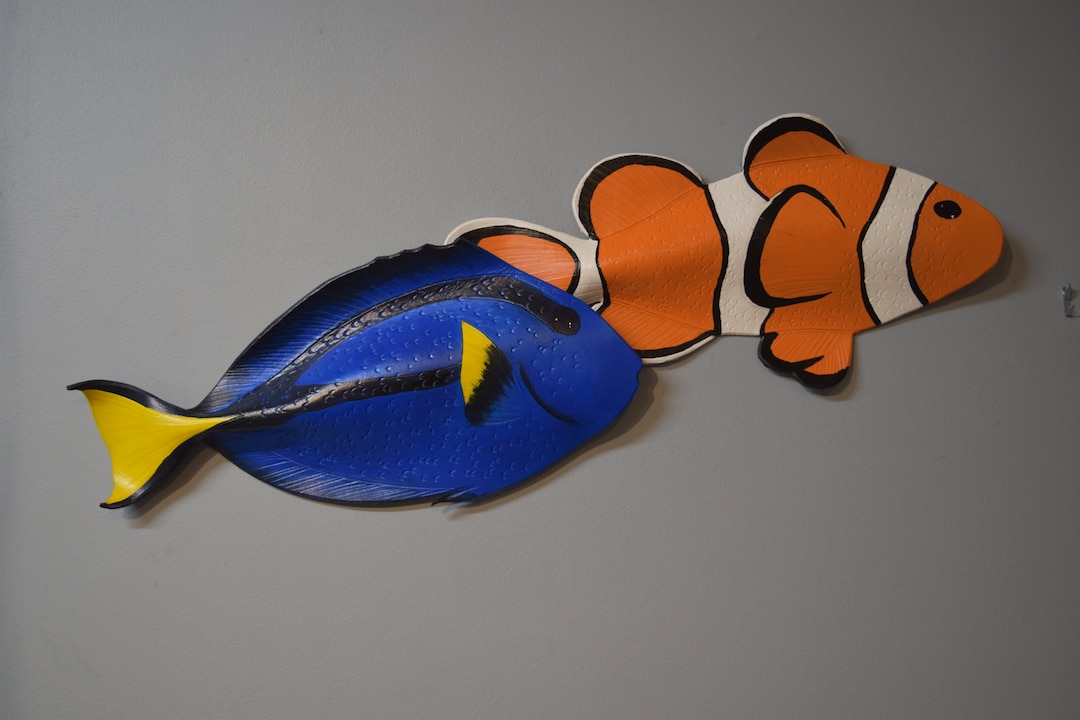 Blue Tang Clownfish Picture 3D Wall Sculpture Leather Etsy