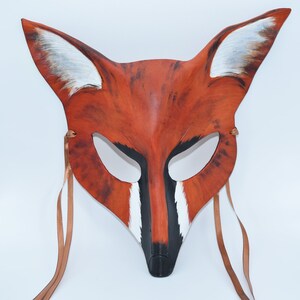 Fox leather mask - orange fox mask for unisex - this one available now