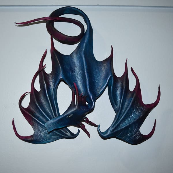 Blau und lila aurora Lederdrache Wandbehang - blau/lila Drache 35 cm - dieses hier ist sofort verfügbar!