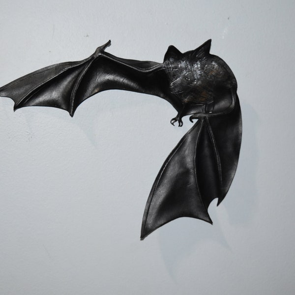 Leather bat - wall hanging flapping in the air view - 10-11 inches wingspan