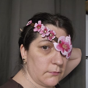 Custom Leather cherry blossom Eye Patch – Adjustable Buckle, Permanent Wear