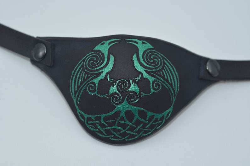 Celtic Knot Odins Ravens Leather Eye Patch With Adjustable Etsy Canada