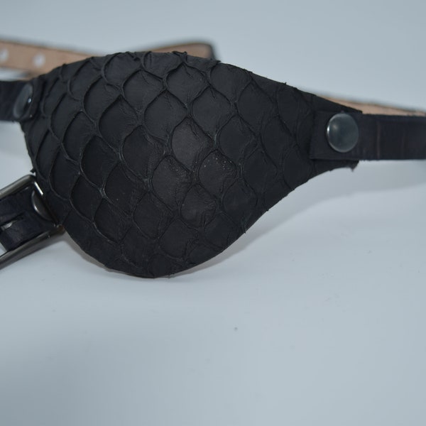 Dragon scale Leather eye patch with adjustable buckle for unisex -will work for permanent use not touching the eye