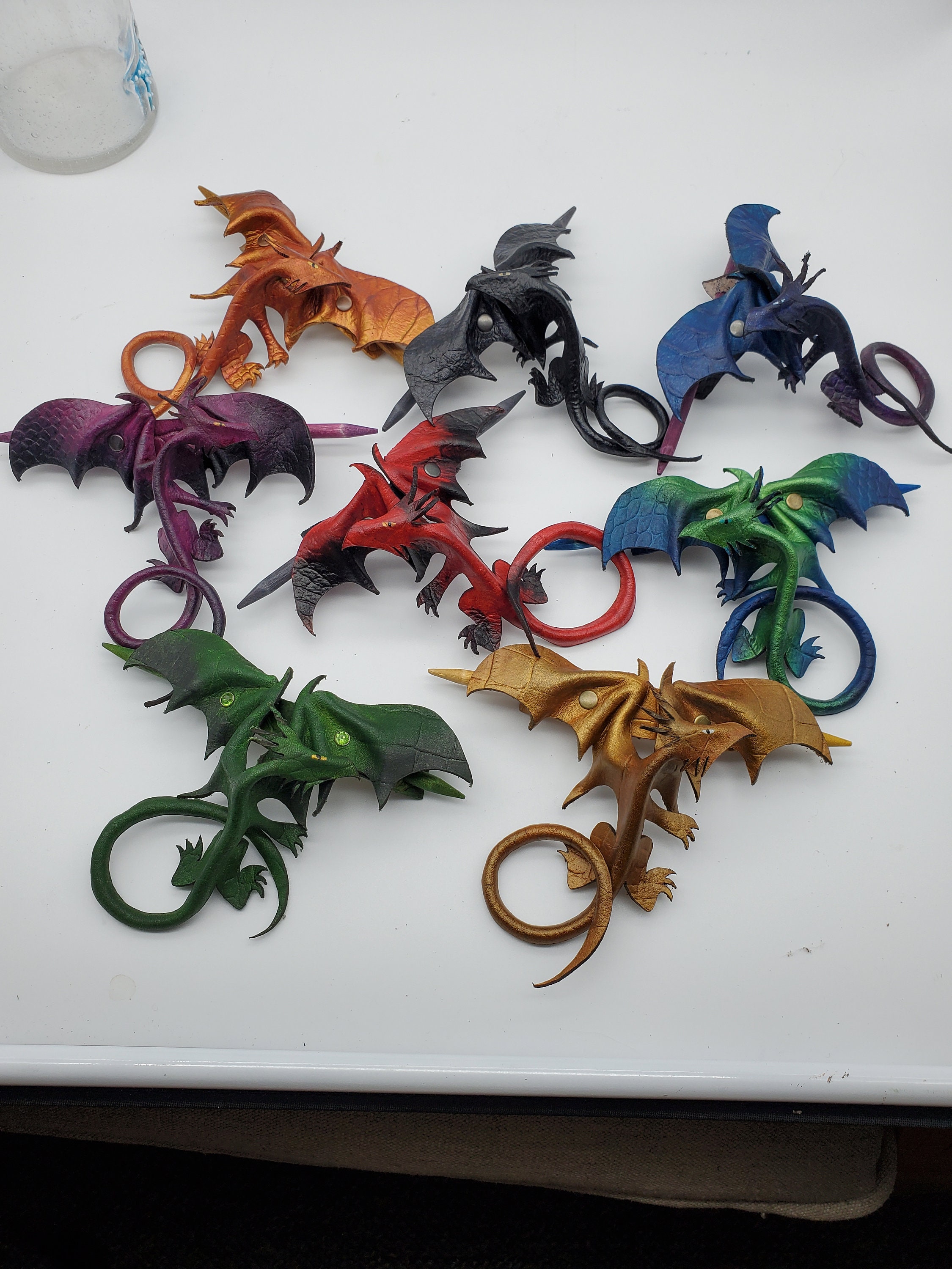 Leather Dragon Hair sticks - wearable dragon art