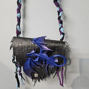 Fantasy Dragon leather purse aurora dragon - 9 inch dragon - custom order this colour