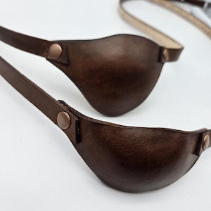 Light brown Handmade leather eyepatch for men or women