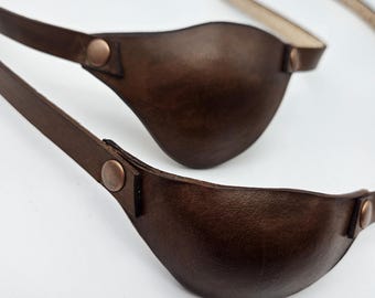 Light brown Handmade leather eyepatch for men or women