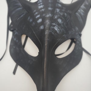 Black fox leather mask - black wolf leather mask for unisex - this one available now