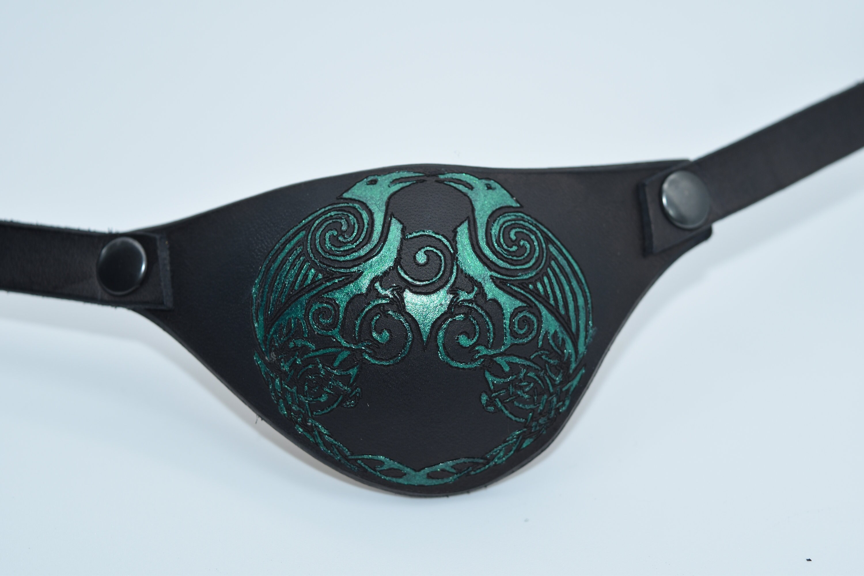 Celtic Knot Odins Ravens Leather Eye Patch With Adjustable Etsy Canada