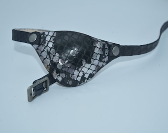 Dragon scale Leather eye patch with adjustable buckle for unisex -will work for permanent use not touching the eye