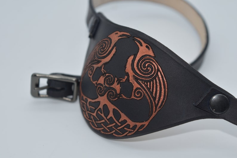 Celtic Knot Odins Ravens Leather Eye Patch With Adjustable Etsy Canada