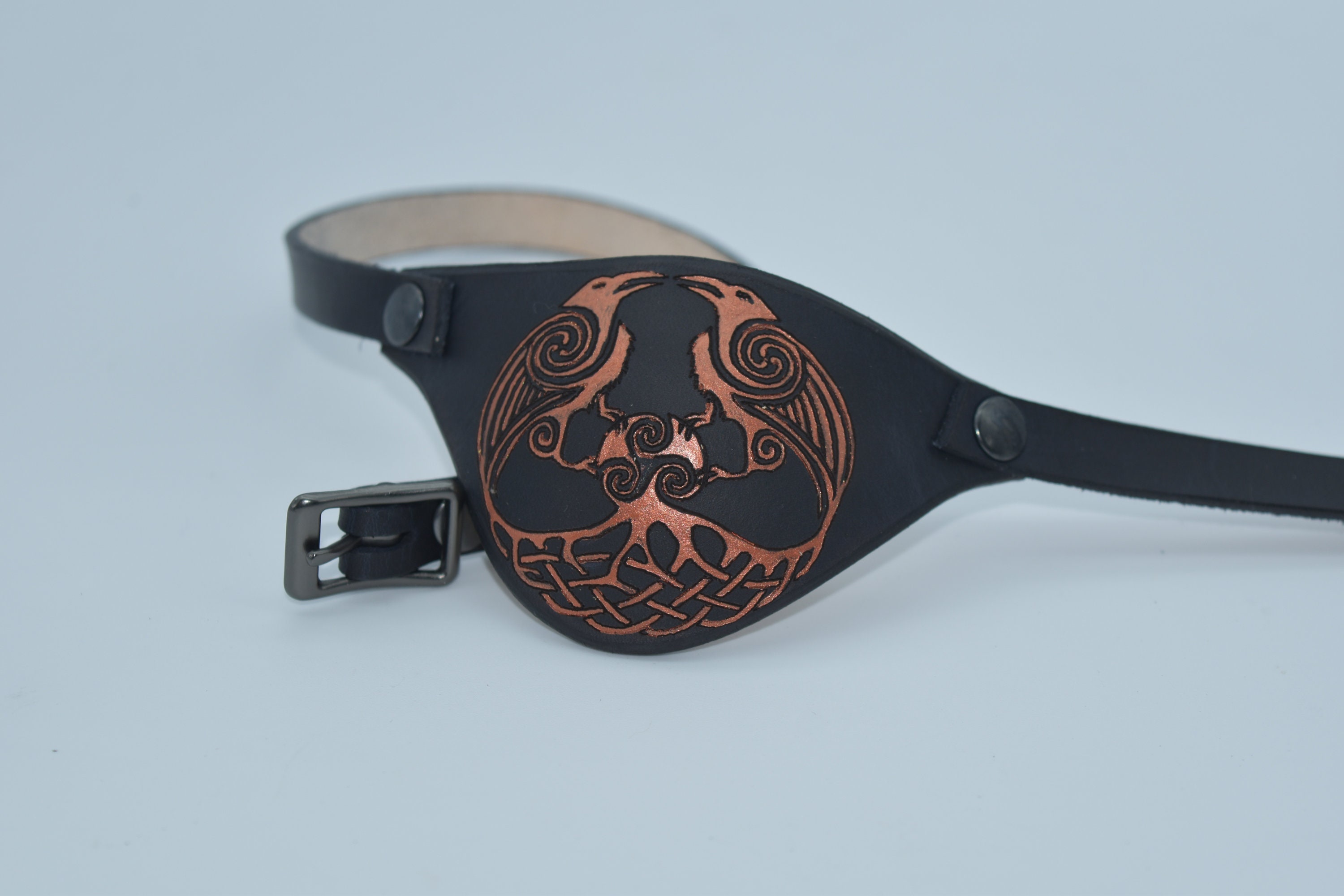 Celtic Knot Odins Ravens Leather Eye Patch With Adjustable Etsy Canada