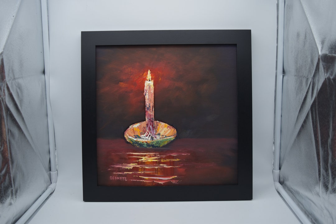 Candle Oil Painting, Still Life Picture Small Size Oil Painting One of