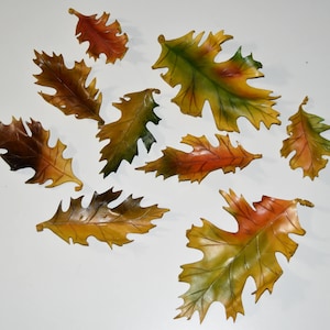 Autumn decor Leather oak leaf wall hanging