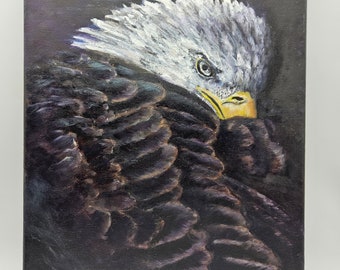 Bald eagle painting - medium oil painting - one of a kind original oil painting