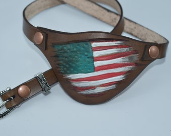Bandera de EE. UU. desgastada - Parche ocular de cuero con hebilla ajustable para unisex - funcionará para uso permanente sin tocar el ojo