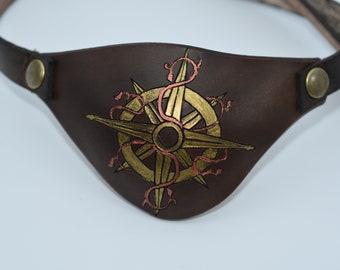Compass Leather eye patch with adjustable buckle - for permanent use - custom order