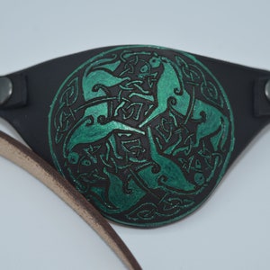 Celtic knot horses Leather eye patch with adjustable buckle for unisex - will work for permanent use not touching the eye