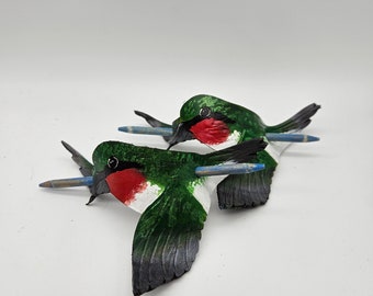 Hummingbird leather hair stick - bird hair stick hummingbird