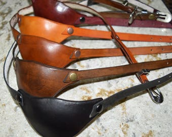 Leather eye patch with adjustable buckle for unisex - will work for permanent use not touching the eye